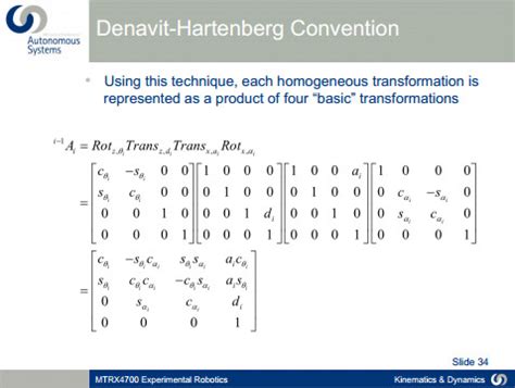 Image result for DH Transformation Matrix