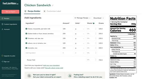 Free Nutrition Facts Label Generator
