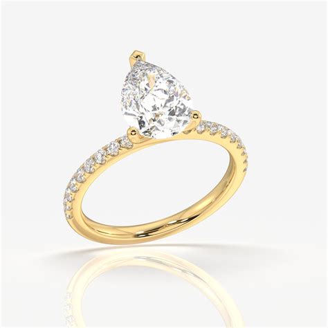 Pear Cut Moissanite Diamond Pave 14k Gold Ring – Caratbazaar