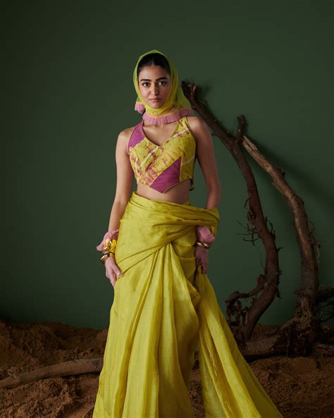 Nimbu Soda Pop Saree with Blouse – Naarangi – shopnaarangi