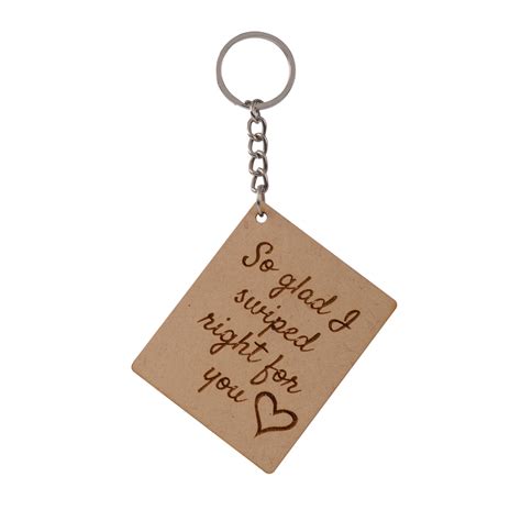 So Glad I Swiped Right For You | Wooden Keychain | The Engraved Store