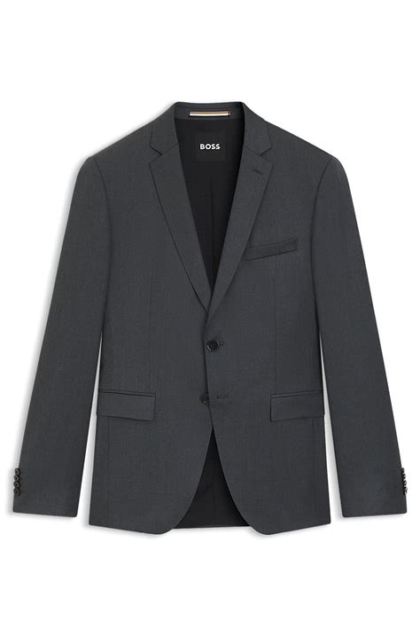 BOSS - Extra-slim-fit suit jacket in virgin-wool serge - Dark Grey