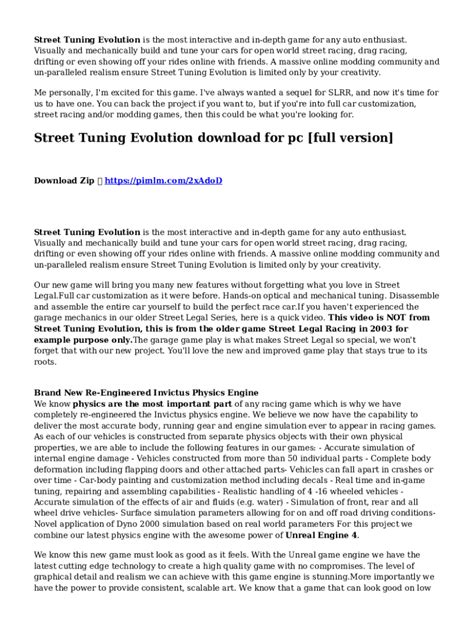Fillable Online Street Tuning Evolution Download For Pc full Version ...