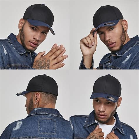 ストレッチキャップ 帽子 メンズ FLEXFIT Cap Wooly Combed 2-tone ネイビー/ブラック L/XL ...