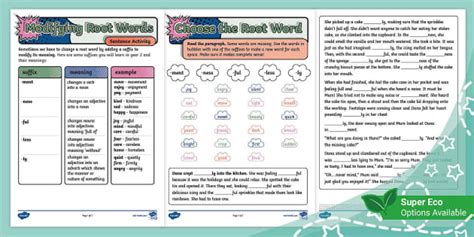Modifying Root Words Sentence Activity (Ages 6 - 7)