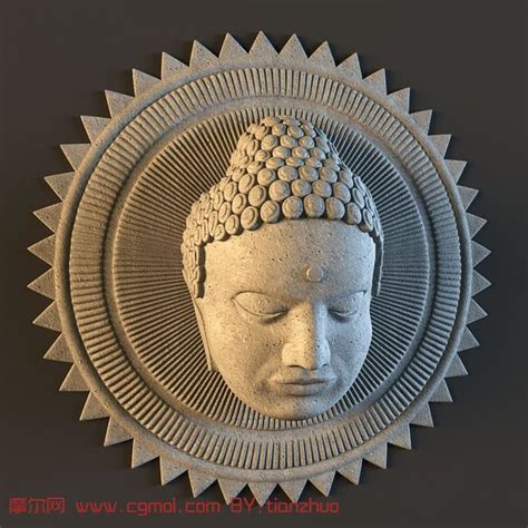 佛像,佛头雕塑3D模型_家居装饰模型下载-摩尔网CGMOL
