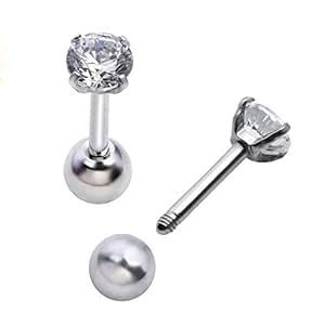Buy Pair Round Zircon Tragus Lip Ring Ear Cartilage Stud Earring Body ...
