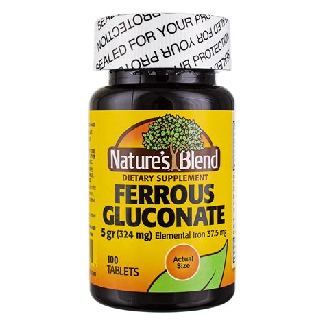 Nature's Blend Ferrous Gluconate Tablets, 324 mg, 100 Ct - Walmart.com
