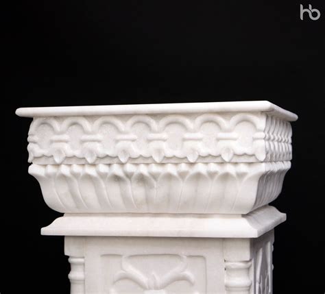 Marble Tulsi Pot White Marble Carving — Handicraft Bazaar