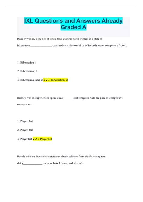 IXL Questions and Answers Already Graded A - IXL - Stuvia US