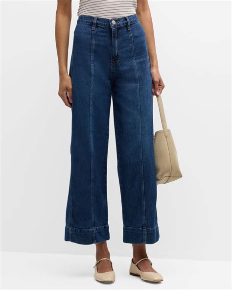 FRAME The Seamed Wide-Leg Crop Jeans | Neiman Marcus