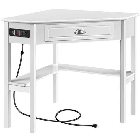 Yaheetechl Shaped Corner Computer Desk With Power Outlets Reversible ...