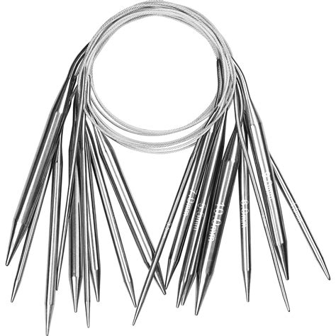 HASTHIP® 39 Inches Knitting Circular Needles 9Pcs Stainless Steel ...