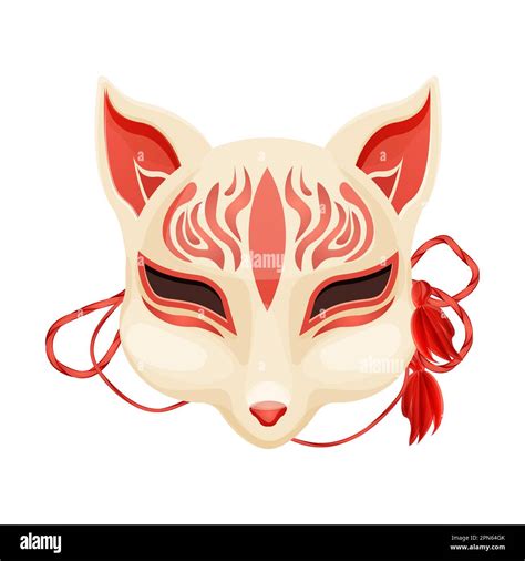 Kitsune folklore japan mask, Asian mythology mascot fox in cartoon ...