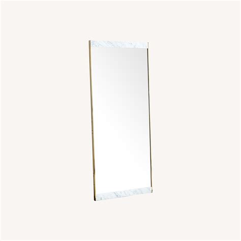 West Elm Marble & Brass Floor Mirror - AptDeco