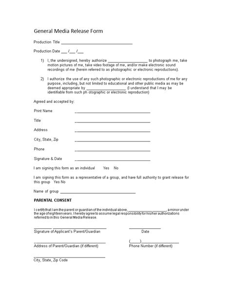 Image result for Media Release Form Template