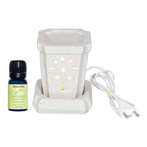 Stylish White Ceramic Electric Diffuser with Black Dots - Sugandhim