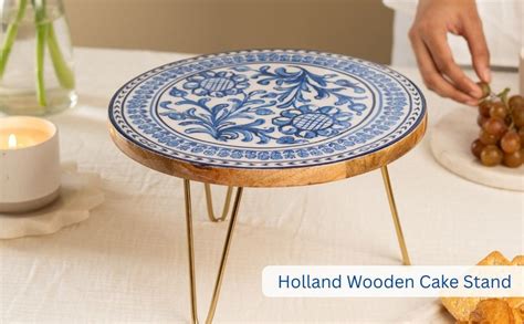 RITUALISTIC Holland Wooden Cake Stand with Metal Legs | Elegant Cake ...