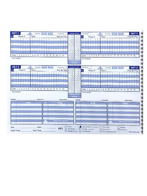 Image result for Volleyball ScoreBook