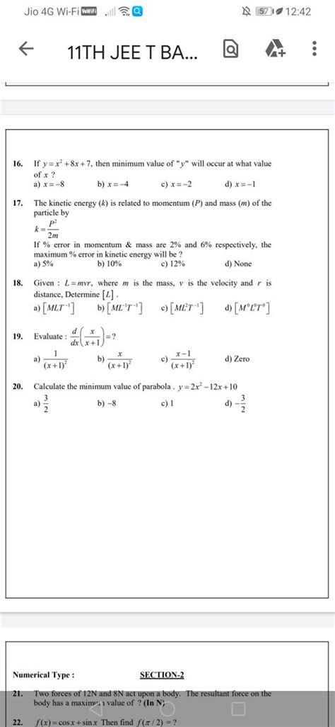 Calculate the minimum value of parabola y=2x2−12x+10 | Filo
