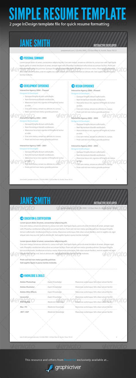 Image result for Template Resume Simple InDesign