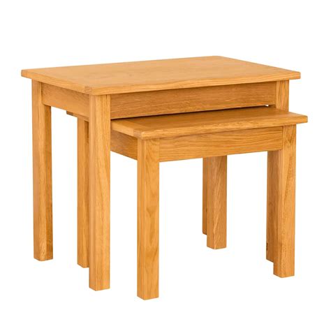Newlyn Oak Nest of 2 Tables, Solid Wood Side Tables | Modern Light Oak