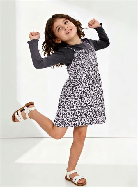 Buy Girls Printed Pinafore Dress with T-shirt Online at just Rs. 699.0 ...