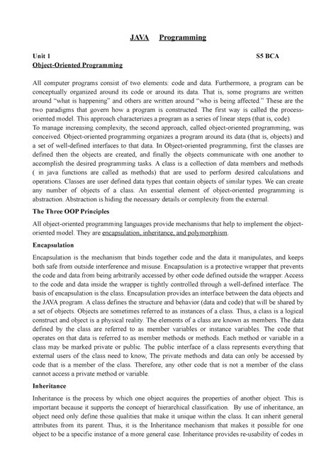 Unit1 Last - java programming notes detailed - JAVA Programming Unit 1 ...