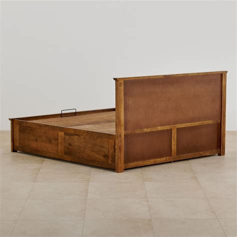 Buy Adana Taavi Mango Wood Queen Bed with Hydraulic Storage - Brown ...