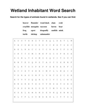 Wetland Inhabitant Word Search (PDF) - Water Epa - Fill and Sign ...