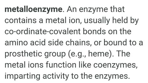 What are metalloenzymes and explain? - Brainly.in