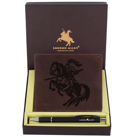 London Alley Sparta Vintage RFID Blocking Leather Wallet & Pen Combo G ...