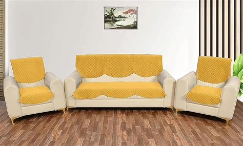 Fashion Throw Sofa Cover 5 Seater Velvet Quilted Anti-Slip Sofa Cover ...