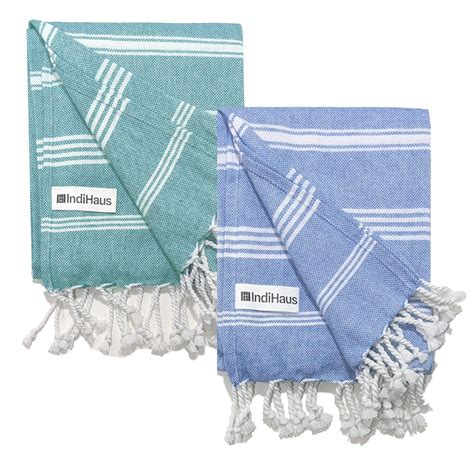 The BIG Towel, 5 x 2.8 Ft, Blue & Teal. Pack of 2 – Indihaus.co