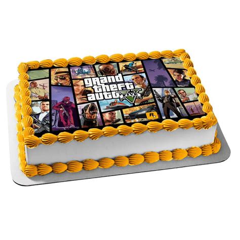 A Birthday Place Grand Theft Auto Five Guns Cars Edible Cake Topper ...