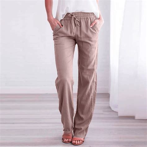 Linen Pants for Women Petite Length Loose Cotton Linen with Pocket ...