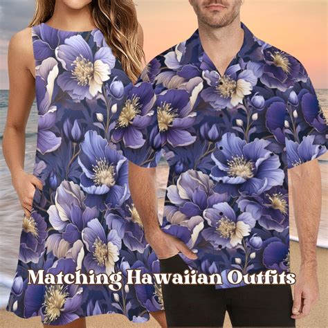 Purple Hawaiian for Couples, Matching Hawaiian Outfit Dress and Shirt ...