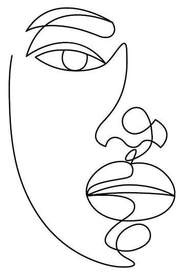 One line female face drawing | Premium Vector