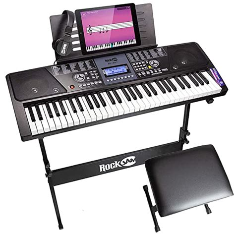 RockJam RJ561 61-Keys Electronic Keyboard SuperKit, Black, with Stand ...