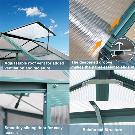 Buy 8' x 6' Outdoor Greenhouse with Sliding Door, Walk-in Polycarbonate ...