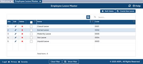 Employee Leave Master