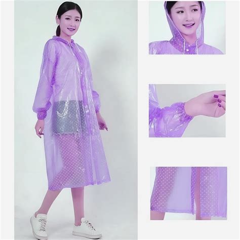 AllExtreme PVC Raincoat Transparent Hooded Water Resistant Rain Jacket ...