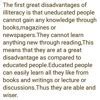 Disadvantages of illiteracy essay - Brainly.in