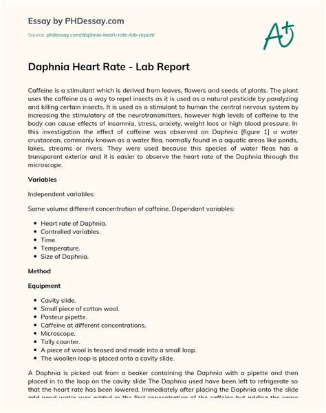 Daphnia Heart Rate - Lab Report - PHDessay.com