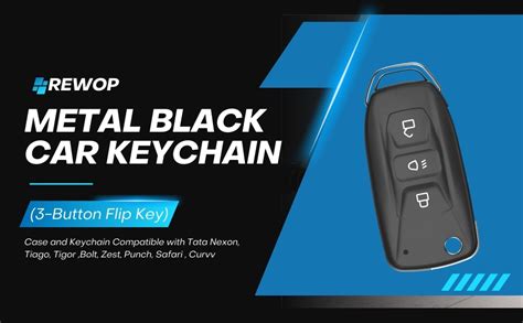 Rewop Metal Black Car Key Protective Shockproof Cover/Case and Keychain ...