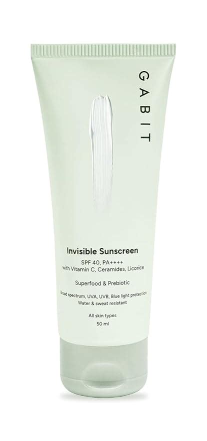 Gabit Invisible Sunscreen Spf 40,Pa ++++ With Ceramides,Vitamin C & E ...