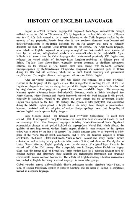 History of english language | DOCX | Genealogy and Ancestry | Hobbies & Interests