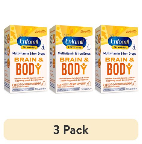 (3 pack) Enfamil Poly-Vi-Sol Liquid Multivitamin and Iron Supplement ...