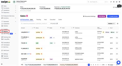 How to manage Columns in Reports Section - Reports - Swipe