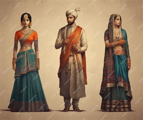 Premium AI Image | Graphics showcasing traditional Indian attire